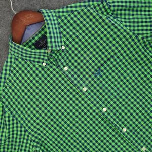 American Eagle Mens Classic Fit Long Sleeve Button Down Shirt Green Navy Size M